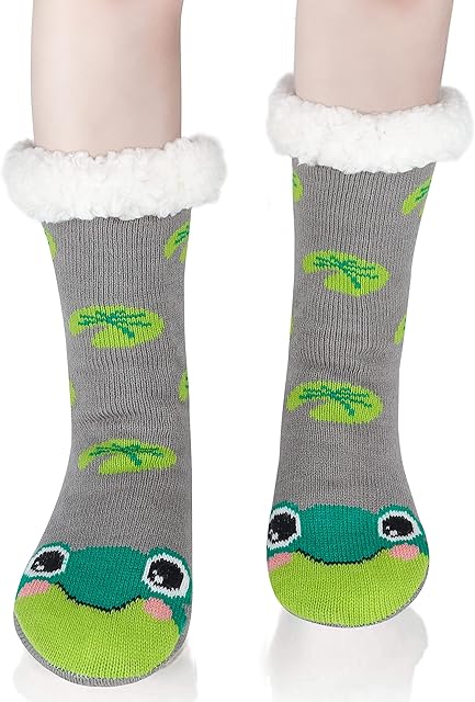 Belloxis Slipper Socks Women Slipper Socks with Grippers for Women Thermal Socks Warm Cosy Warm Socks Thick Winter Fluffy Fuzzy Socks Animal Cute Socks