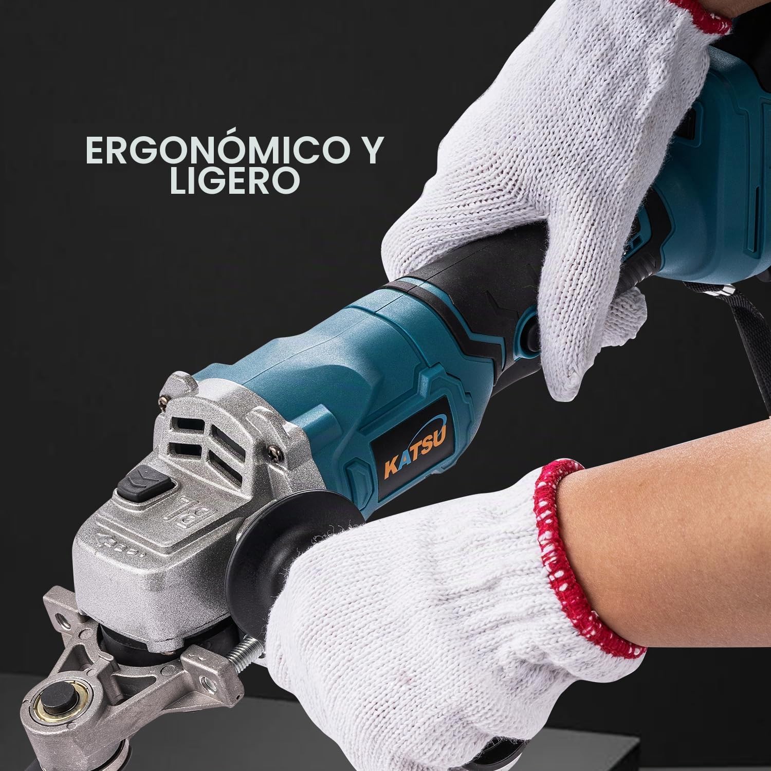 KATSU FIT-BAT 21V Amoladora Angular Inalámbrica Brushless 115mm 125mm Motor sin Escobillas con 3,0 Ah Batería y Accesorios de Adaptador Multiherramienta Oscilante para Cortar Pulir
