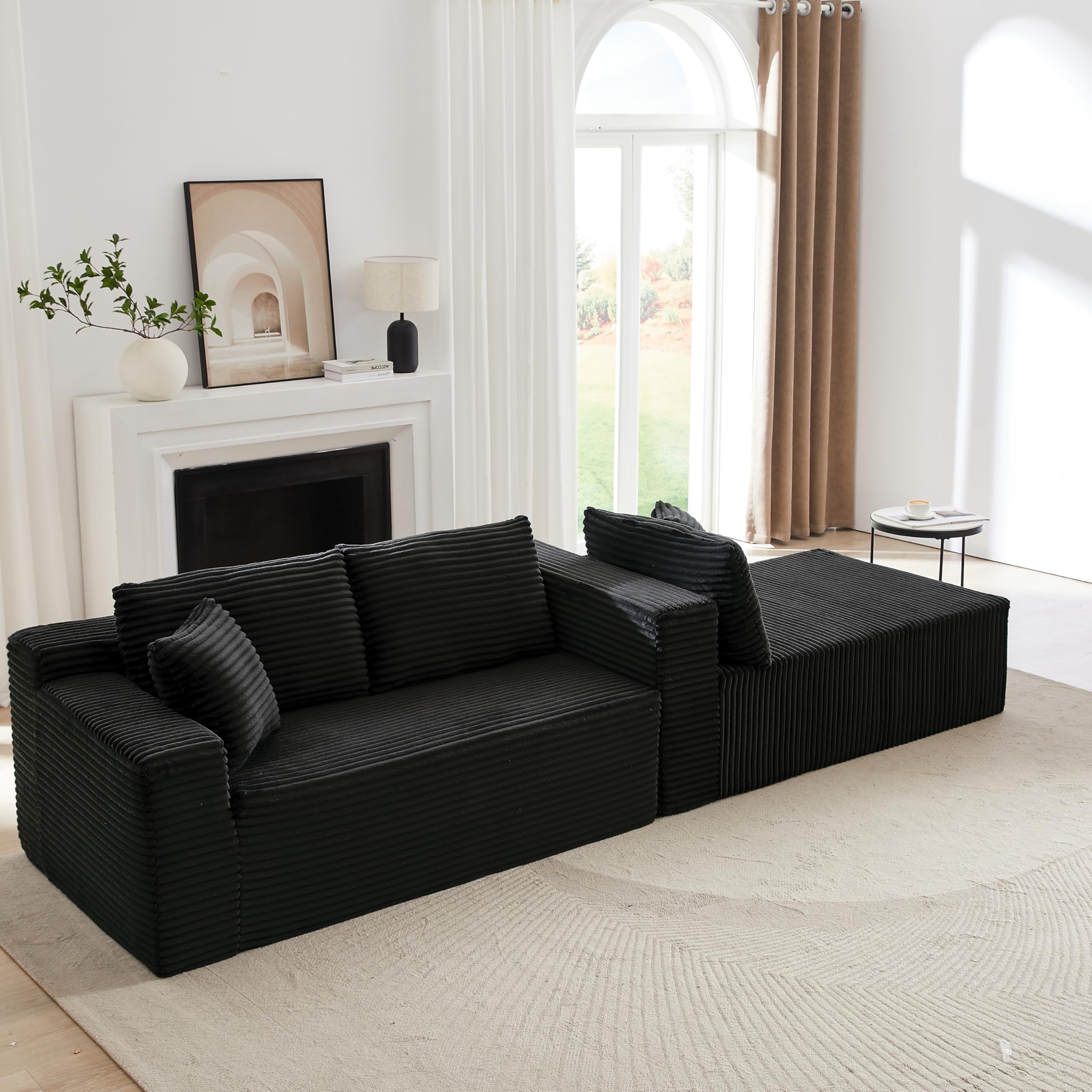 Sapgaks Sofá de esquina convertible de 3 plazas, sofá convertible, sofá de 3 plazas, sofá modular comprimido, sofá de salón, con chaise longue en forma de L, combinación libre