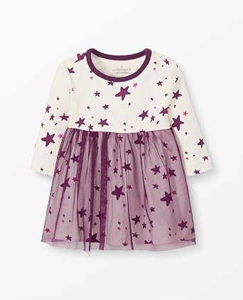 Moon and Back Girls Long Sleeve Star Print Tulle Dress