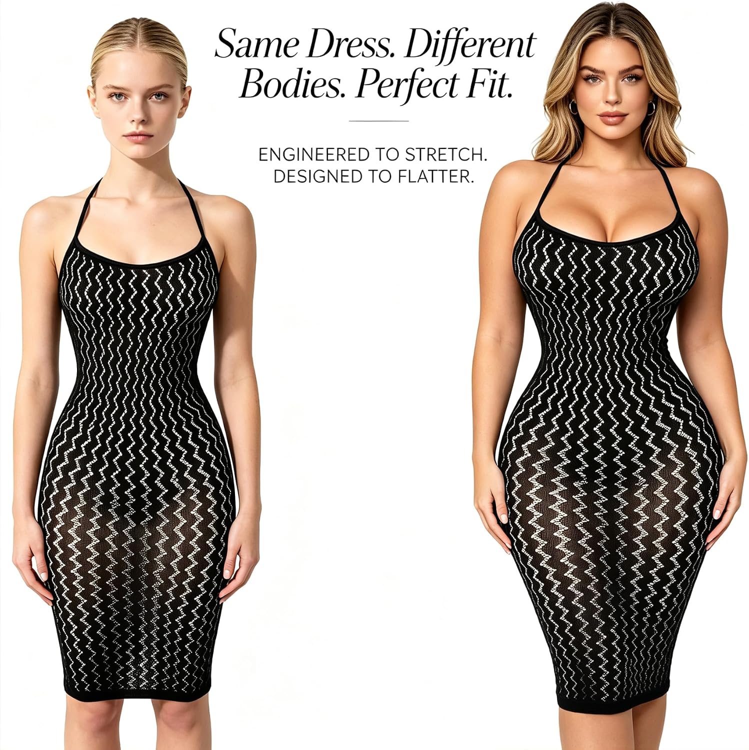 Women's Sheer Mesh Halter Tie Bodycon Dress, Fishnet Beach Cover Up Dresses