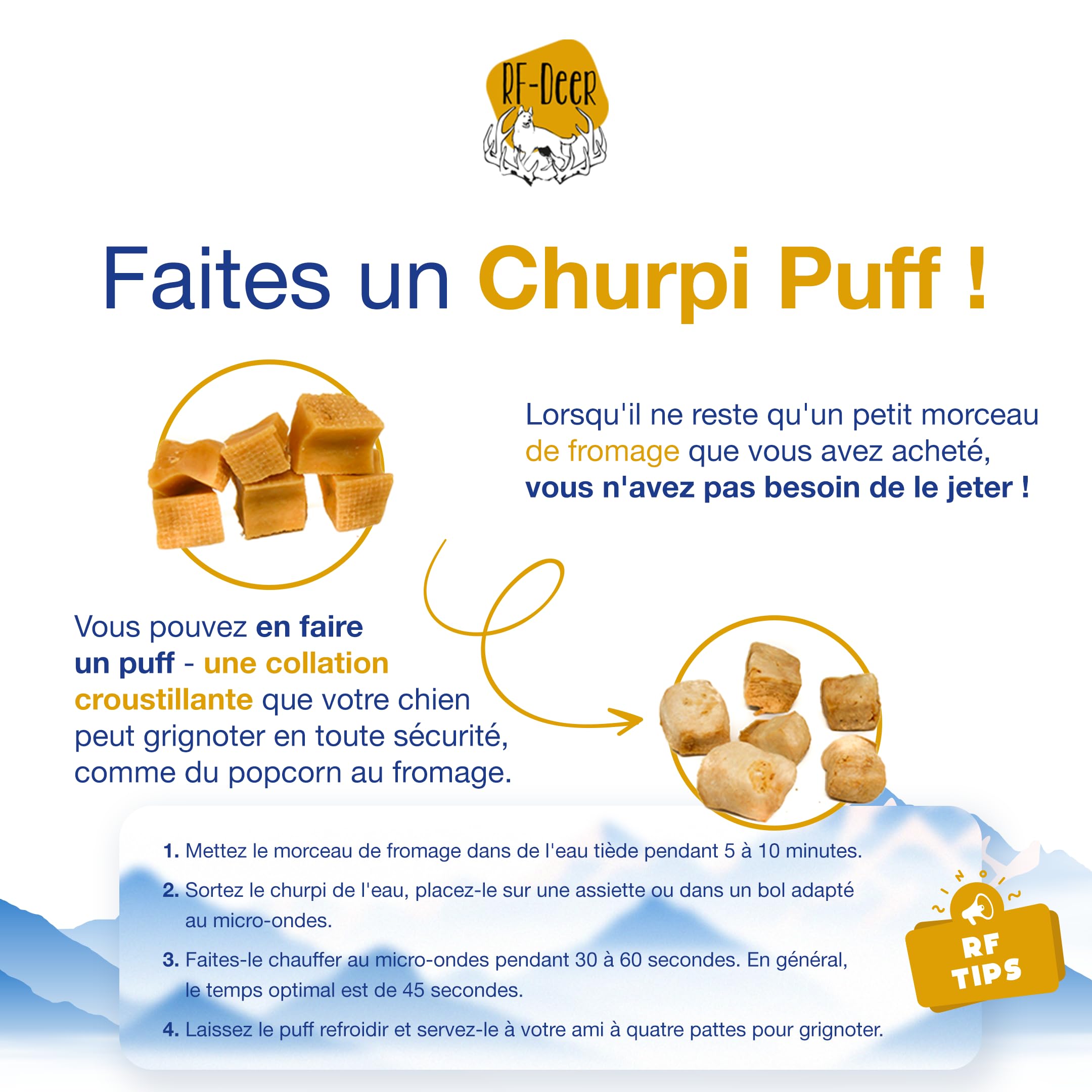 RF-Deer Fromage himalayen pour Chien, Recette Traditionnelle, L, 5 pièces | Recette himalayenne, au lait de vache, sans gluten, sans lactose, sans OGM, séché en fumoir, friandise à mâcher ferme