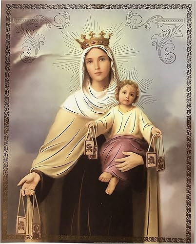 Gigi's Classy Kids Our Lady of Mt Carmel - Arte de pared cristiano católico sin marco de 8 x 10 pulgadas, decoración del hogar, arte religioso para