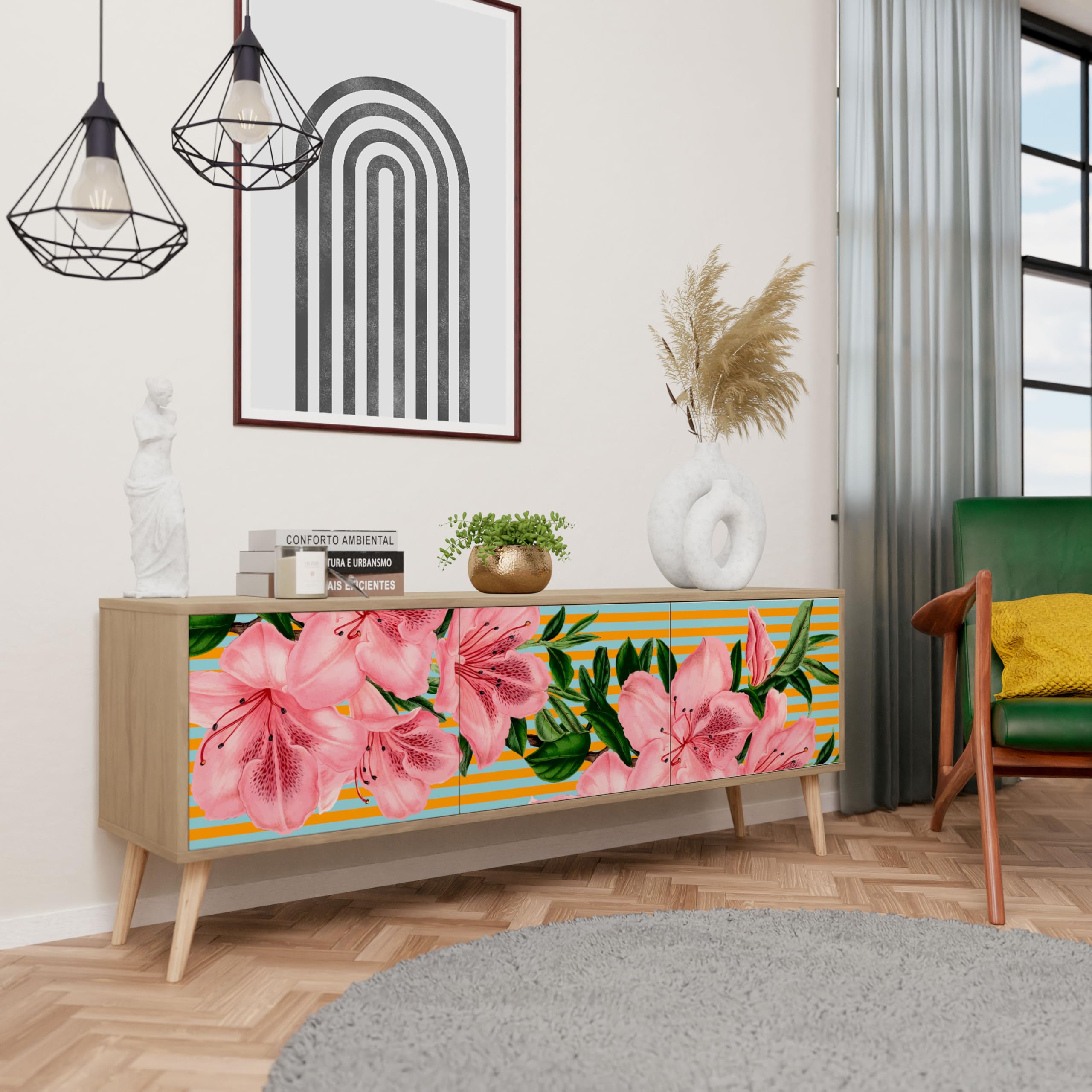 Armadio-TV-3-Porte-Con-Scaffali - Dettaglio