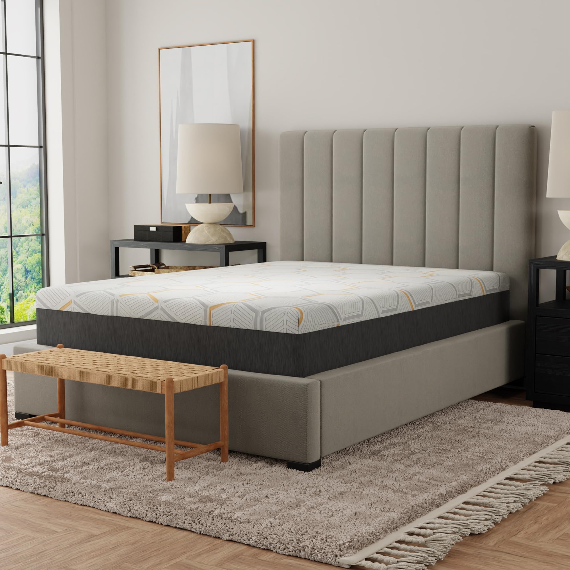 Blissful Nights 12 Inch California Split King Copper Infused Cool Memory Foam Mattress Developed for Adjustable Bed Bases with Medium Firm Feel Support and CertiPUR-US Certified