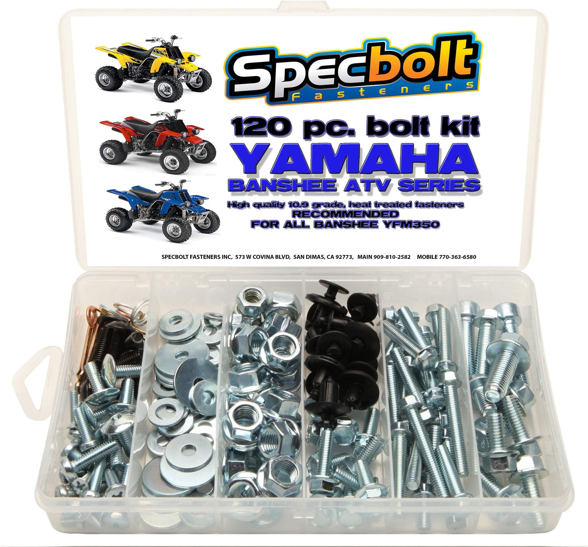 Specbolt Fasteners Brand Bolt Kit. Fits All Yamaha Banshee YFM350 Models ATV(120 pc) Maintenance for Plastics Body Engine Exhaust Frame seat radiators Guards