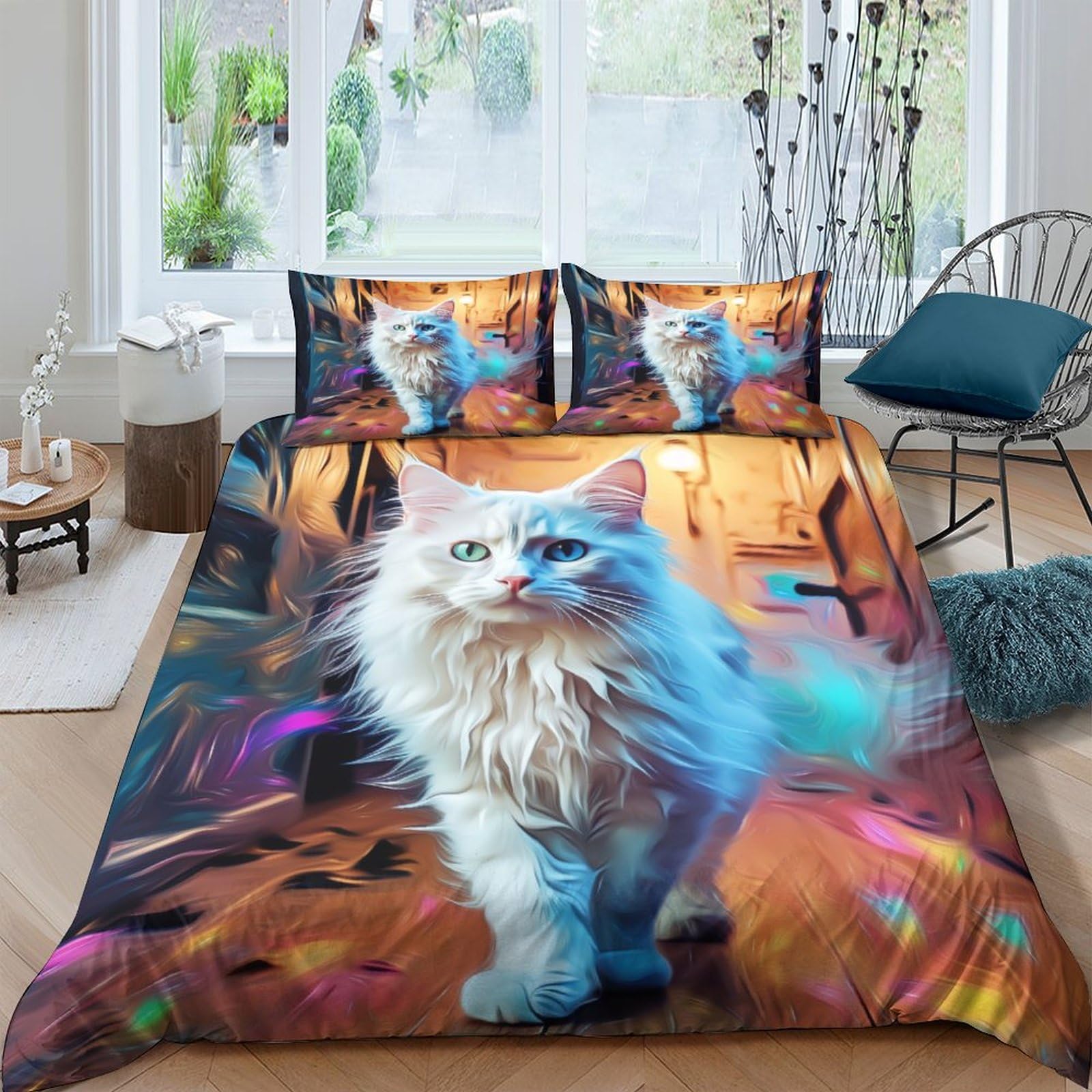 Parure de lit chat en microfibre pour une chambre parentale cocooning
