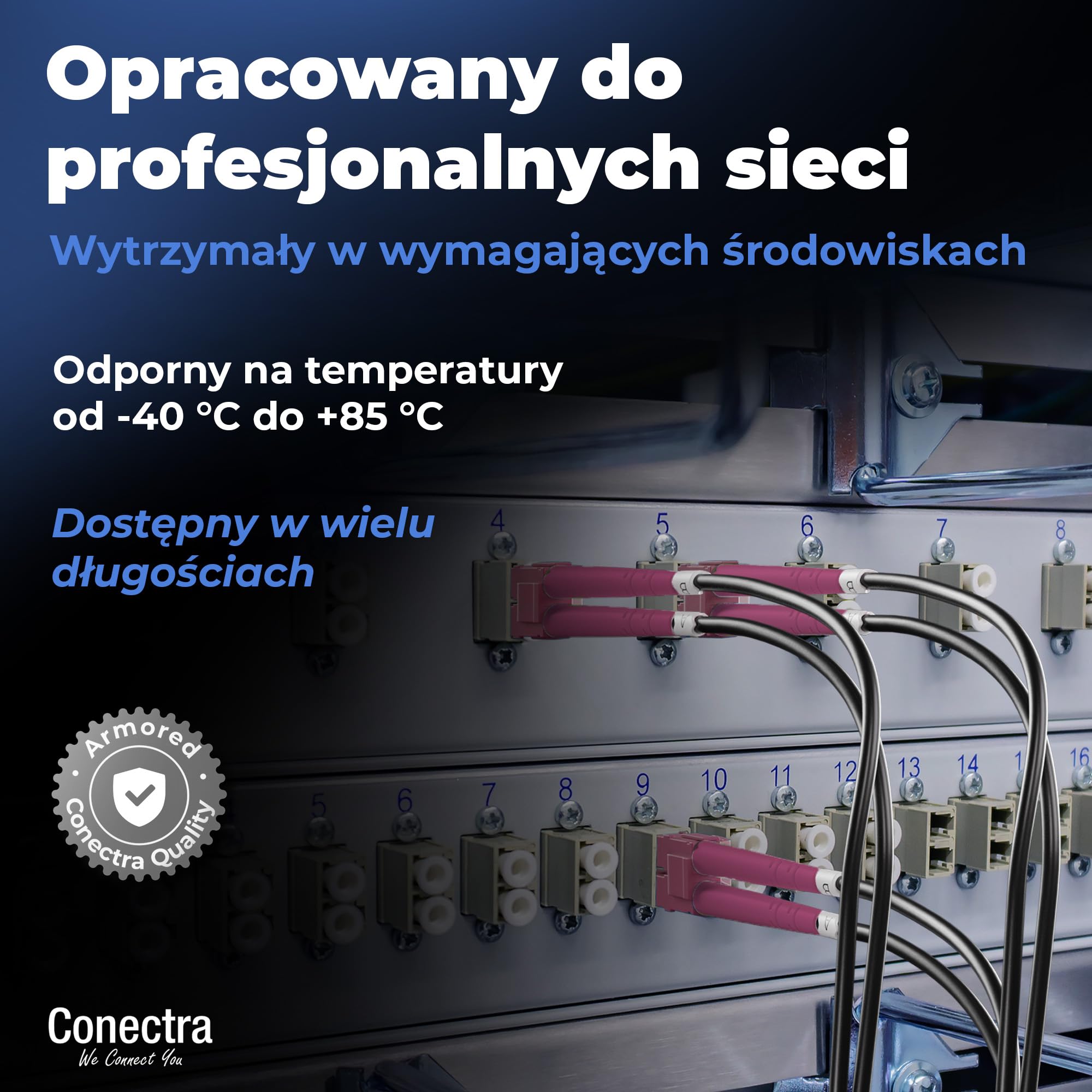 50m Pancerny Kabel Światłowodowy OM4 4 Włókna LC/UPC ⌀4mm | Wielomodowy 50/125µm, Patchcord Przedłużacz Patch, Breakout bez Spawów, Wewnętrzny/Zewnętrzny, Czarny, LSZH