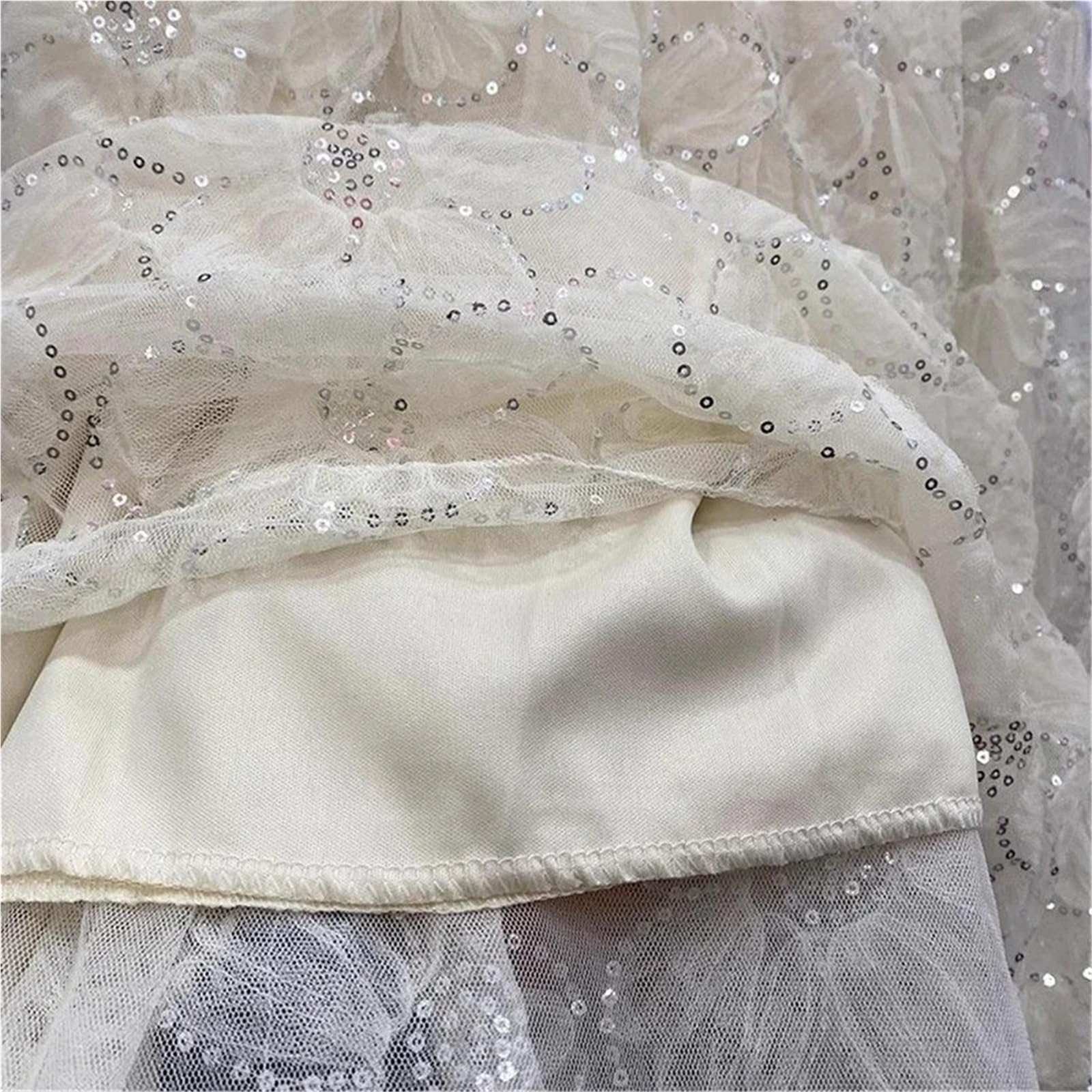 Gonna Moda a Vita Alta da Donna in Garza con Paillettes Francese
