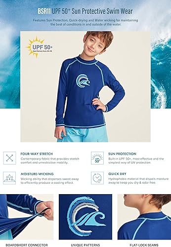 Miniatura 6 de TSLA Camiseta de natación de manga larga con protección solar UV UPF 50+ para niños