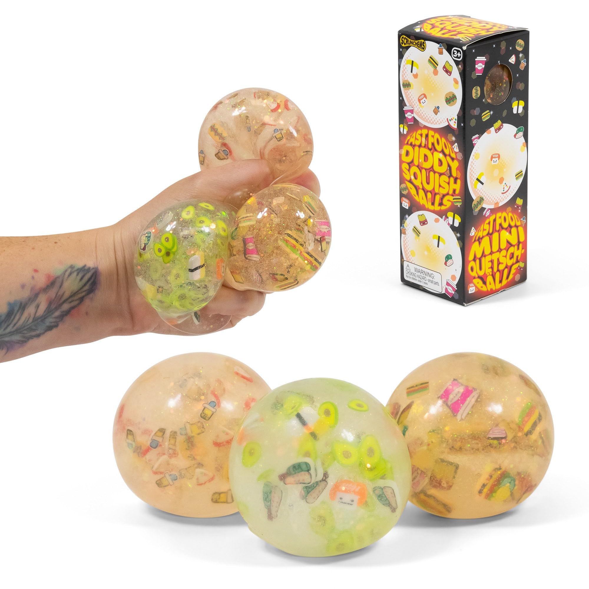 Scrunchems Tobar FAST FOOD DIDDY Stress Squish Ball Toy - 3 pack