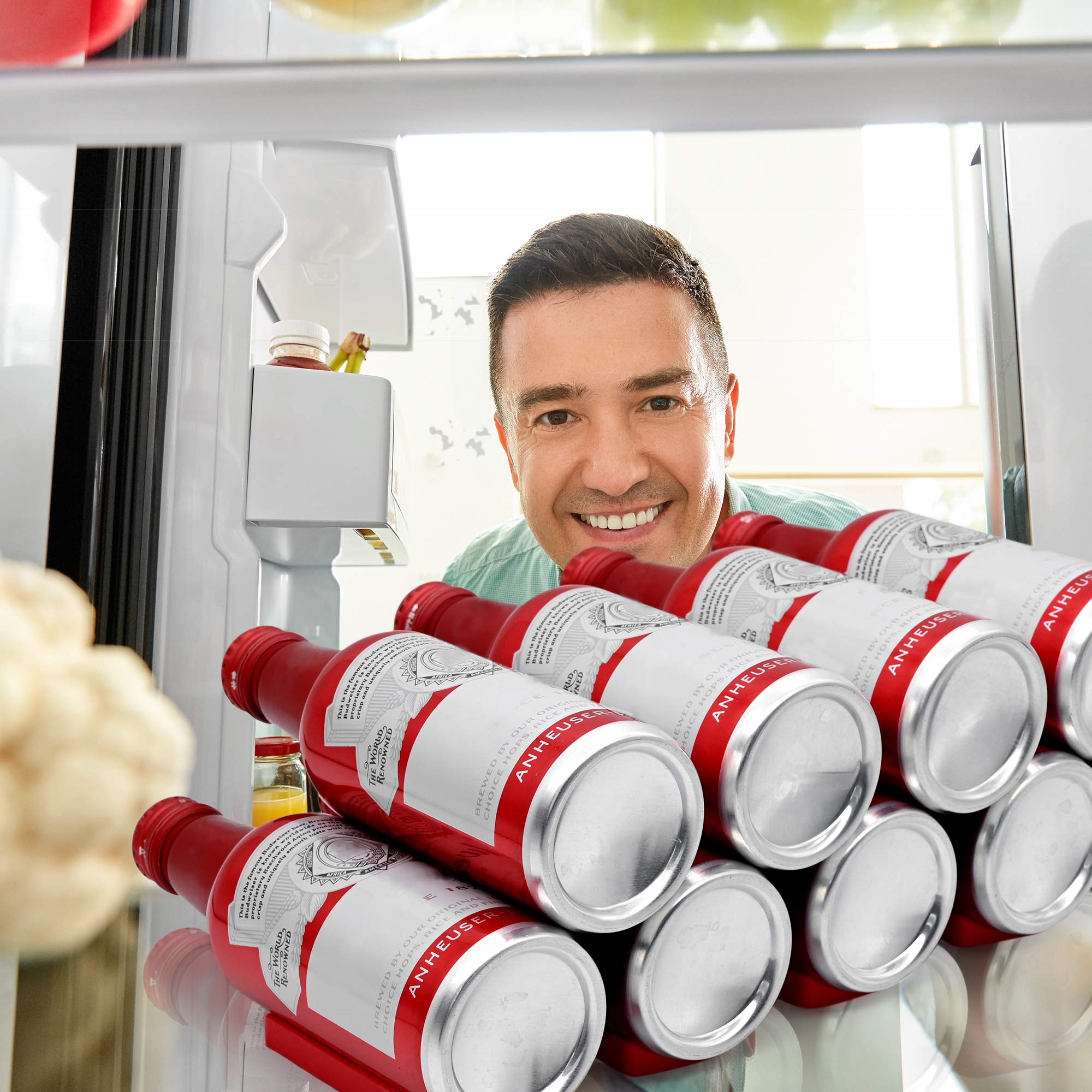 Bottle and Can Stacker for Fridge, 2Pcs AntiSlip Silicone Foldable