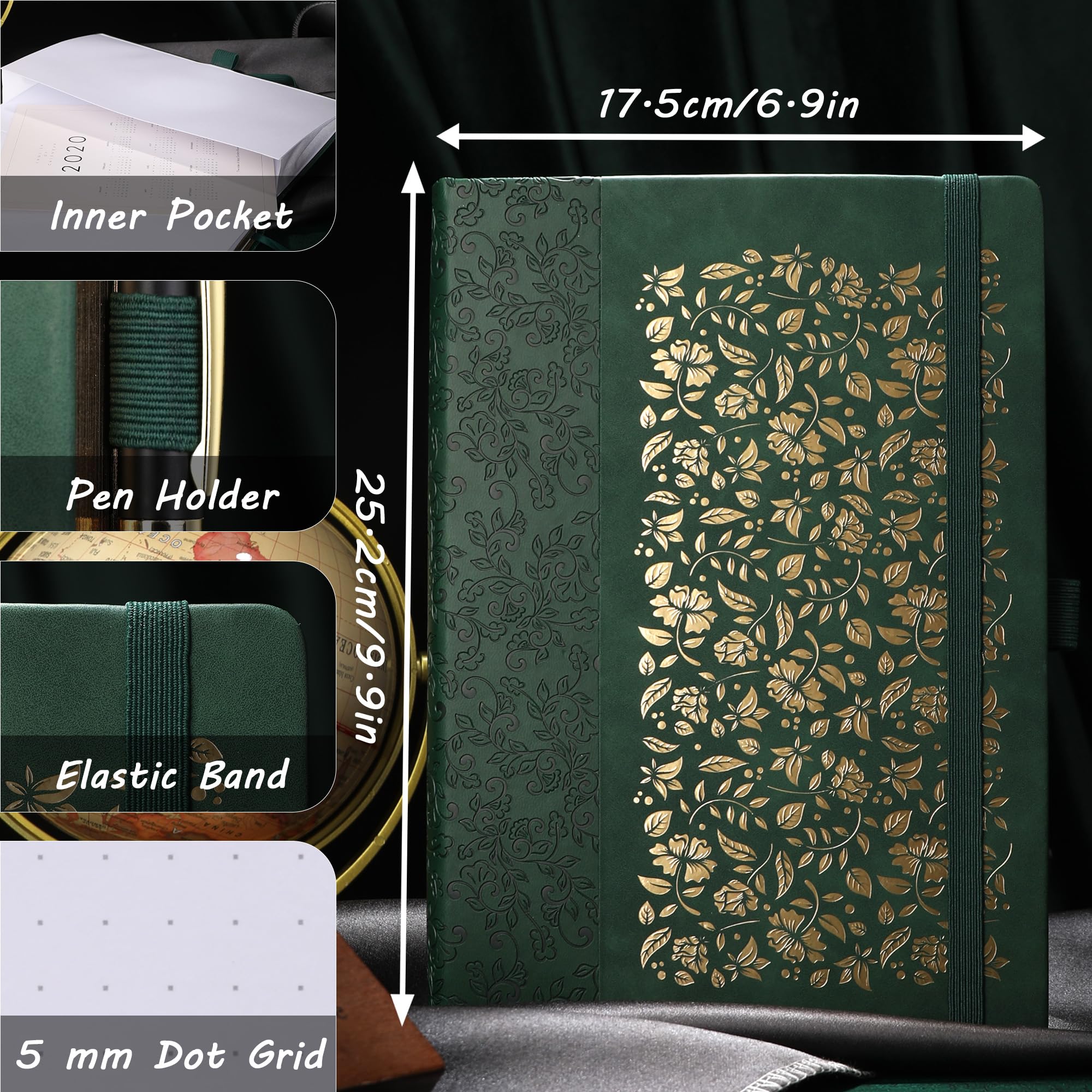 TIEFOSSI B5 Dot Journals for Women Men 160 GSM Thick Paper, 150 Numbered Pages, 5 * 5MM Dot Grid - Image 2