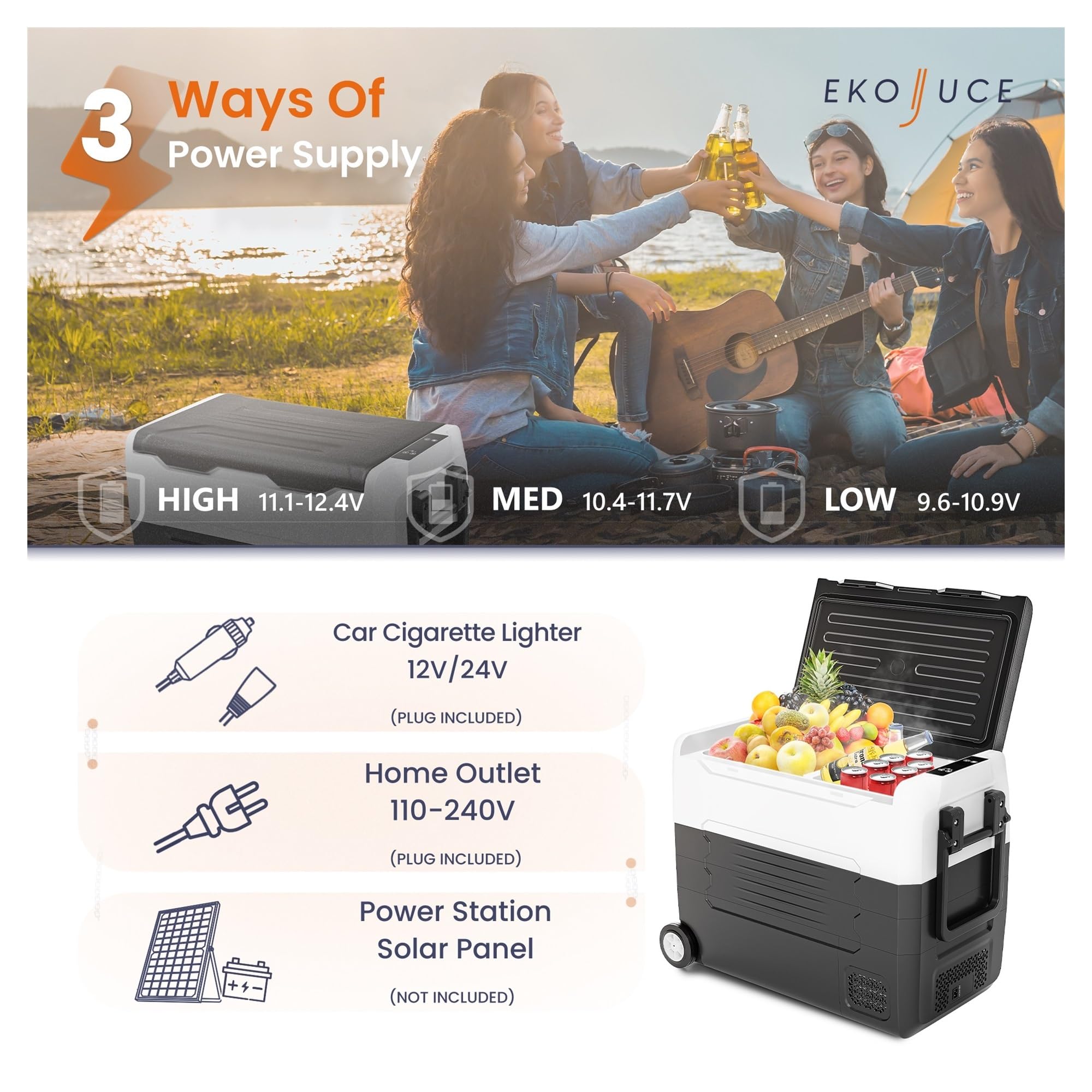 Refrigerador portátil for Coche de 12 V, 35/45/55 L, compresor, minicongelador, refrigerador, Caja de Hielo, Ideal for Acampar y Pescar.(CFA 55L)