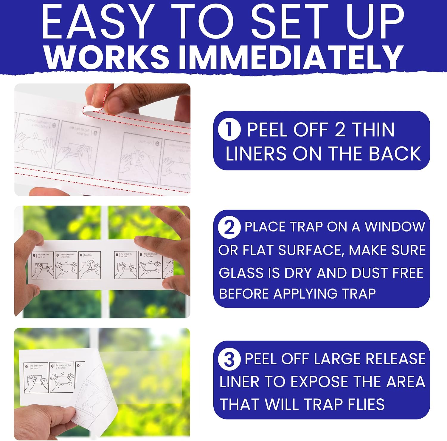 Window Fly Traps Indoor Clear 15pk Fly Strips Indoor. The Only Double Strip Indoor Fly Trap for Home. Fly Paper Indoor Fly Catchers for Inside Home Flypaper House Fly Killer Indoor. Bug Fly Catcher