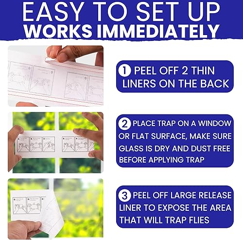 Miniatura 4 de Trampas para moscas de ventana para interiores, paquete de 15 tiras transparentes para interiores. La única trampa para moscas de interior de doble