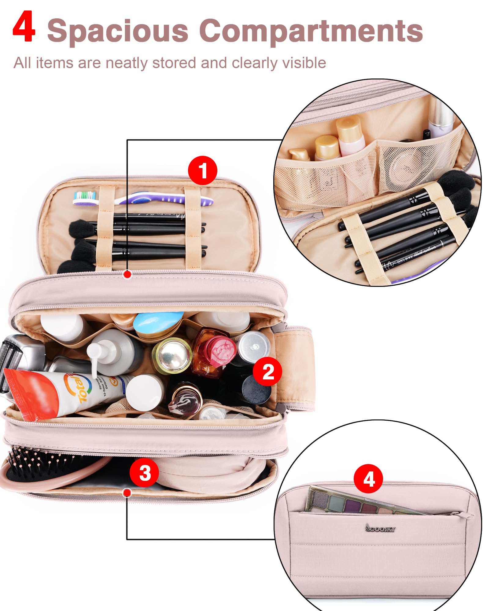 Beauty case per uomini e donne, essenziale da viaggio con nave da crociera, kit dopp da barba con separazione asciutta e bagnata, borsa organizer per cosmetici da bagno impermeabile, accessori per il