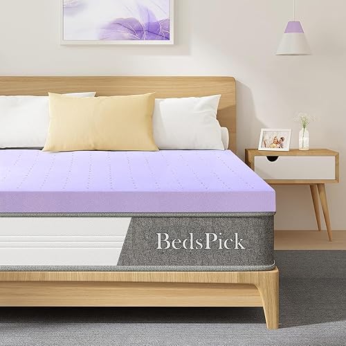 BedsPick Cubrecolchón de espuma viscoelástica de tamaño matrimonial, almohadilla de colchón de gel para aliviar el dolor de espalda, cojín de cama