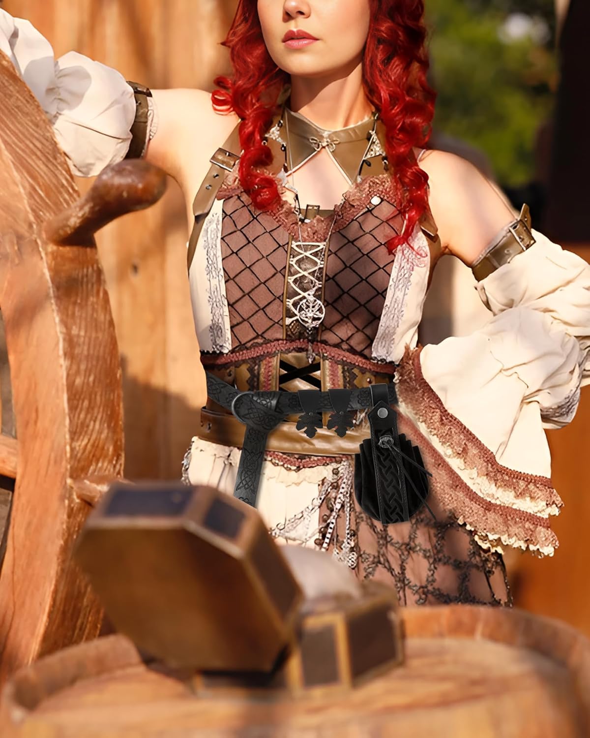 Renaissance Accessories Medieval Belt Pirate Faux Leather Belt Pouch Potion Bottles Ren Faire Accessories - Image 6