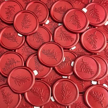 25 Pcs Red Wax Seal Stickers, Premium Wedding Invitation Accessories, Rosemary Envelope Seal, Red Rosemary Stickers for Scrapbooking Christmas Envelope Seals