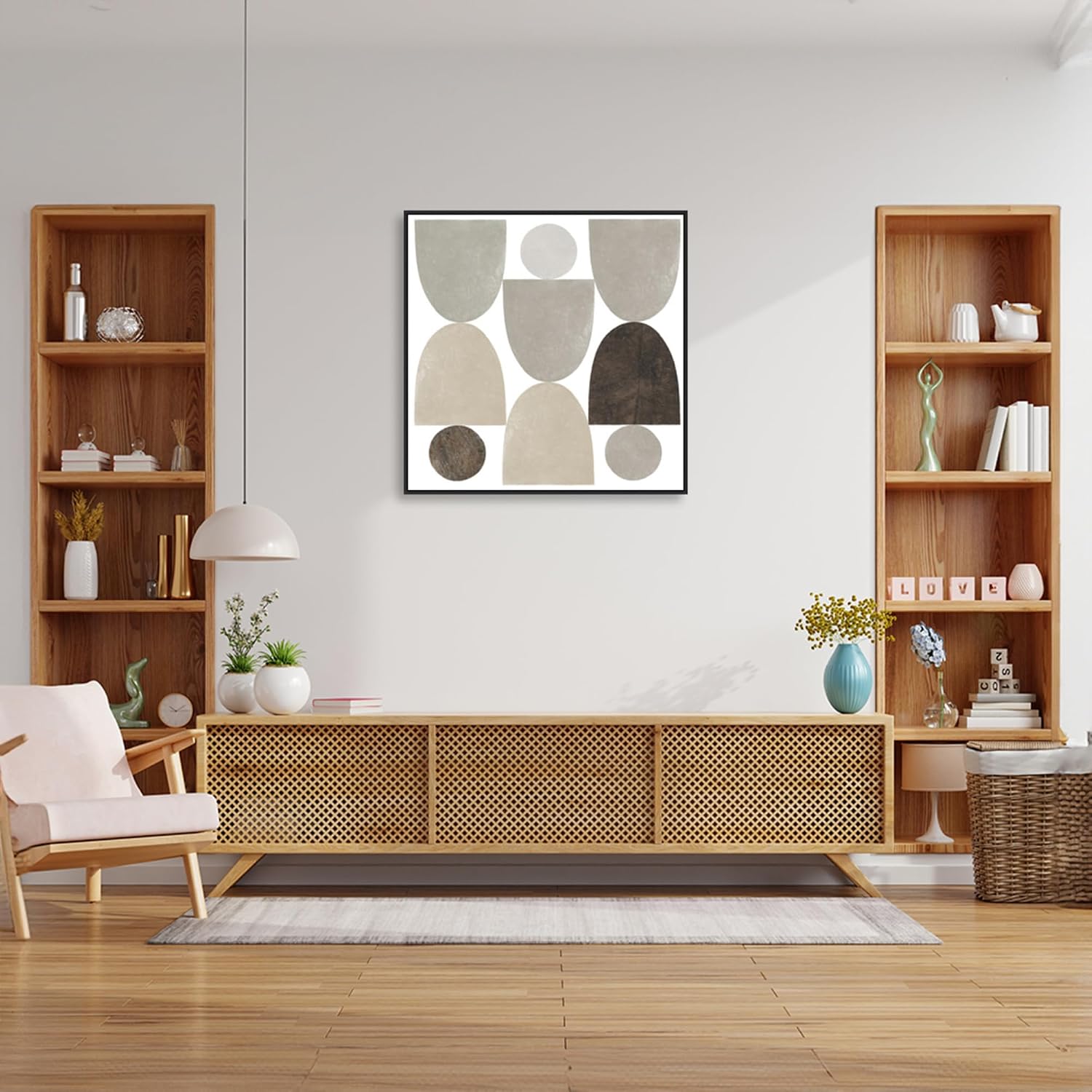 Amanti Art Framed Canvas Wall Art 30x30 Ups and Downs Sq by Wild Apple Portfolio, Framed Wall Art Canvas, Abstract Artwork, Modern Decor, Large Poster Painting for Living Room, Bedroom, Bathroom,