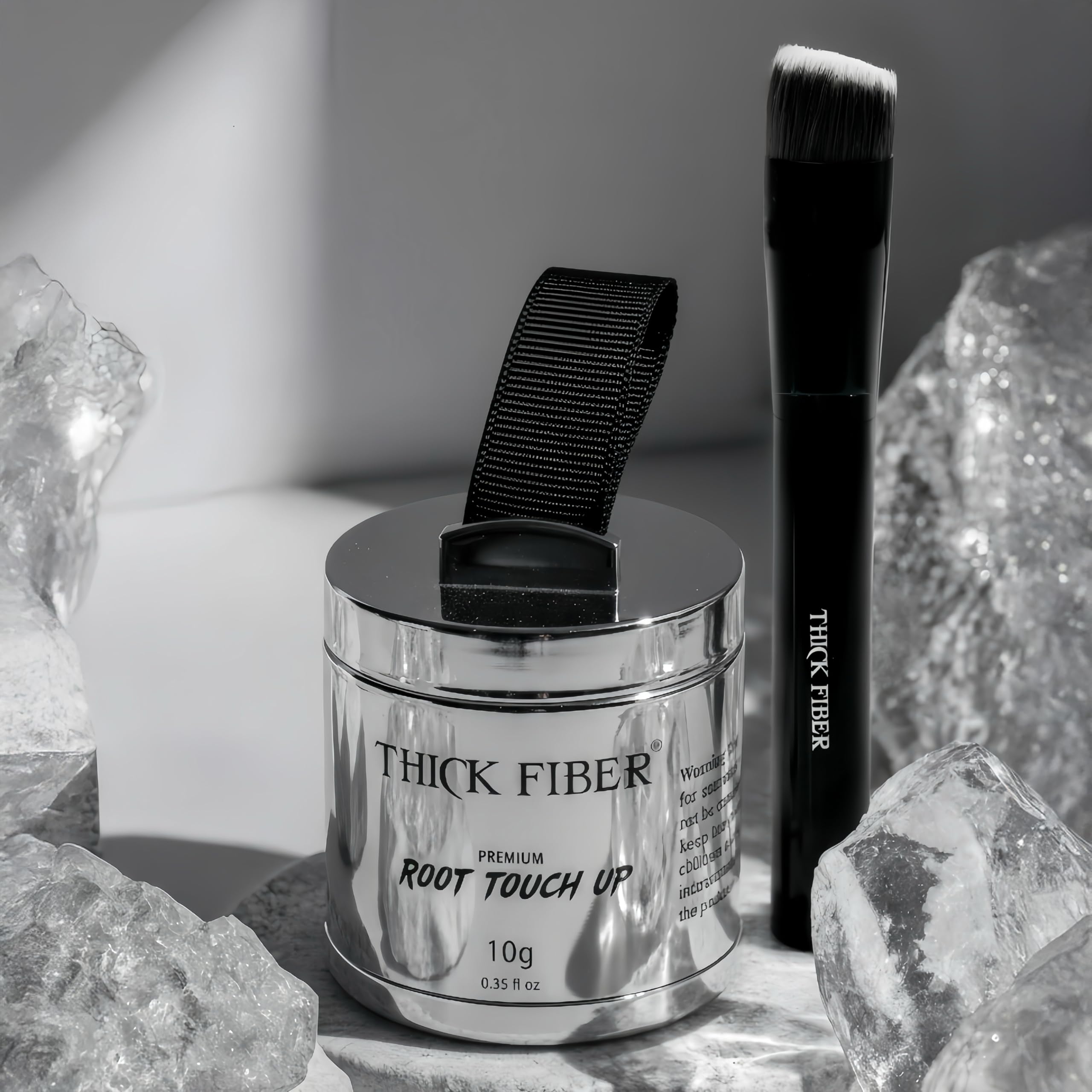 THICK FIBER Root Touch Up (Large, 10g) & Hairline Powder – Covers Grey Roots & Thin Hair – Water & Sweat Resistant with Precise Brush – Hair Concealer for Roots, Bald Spots & Hair (Dark Brown) 3