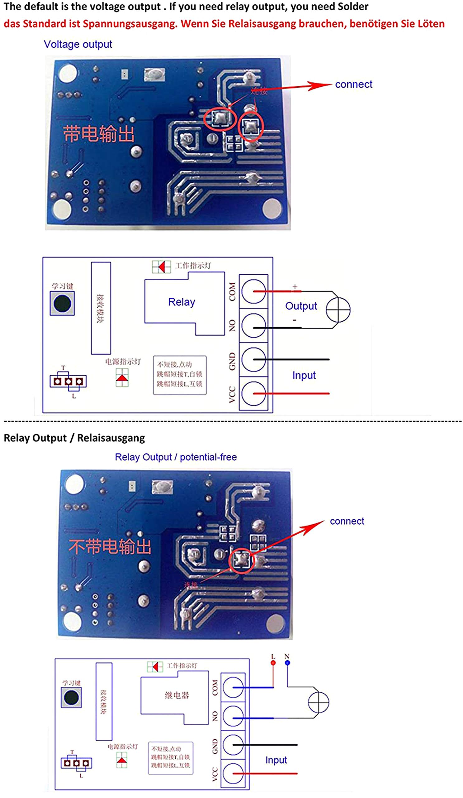 Sistema de control remoto por radio de 2 canales CC, 500 m, mando a distancia de alto alcance, 12 V, 24 V, transmisor y receptor de 2 botones, para bomba de luz, 433 MHz, relé, interruptor