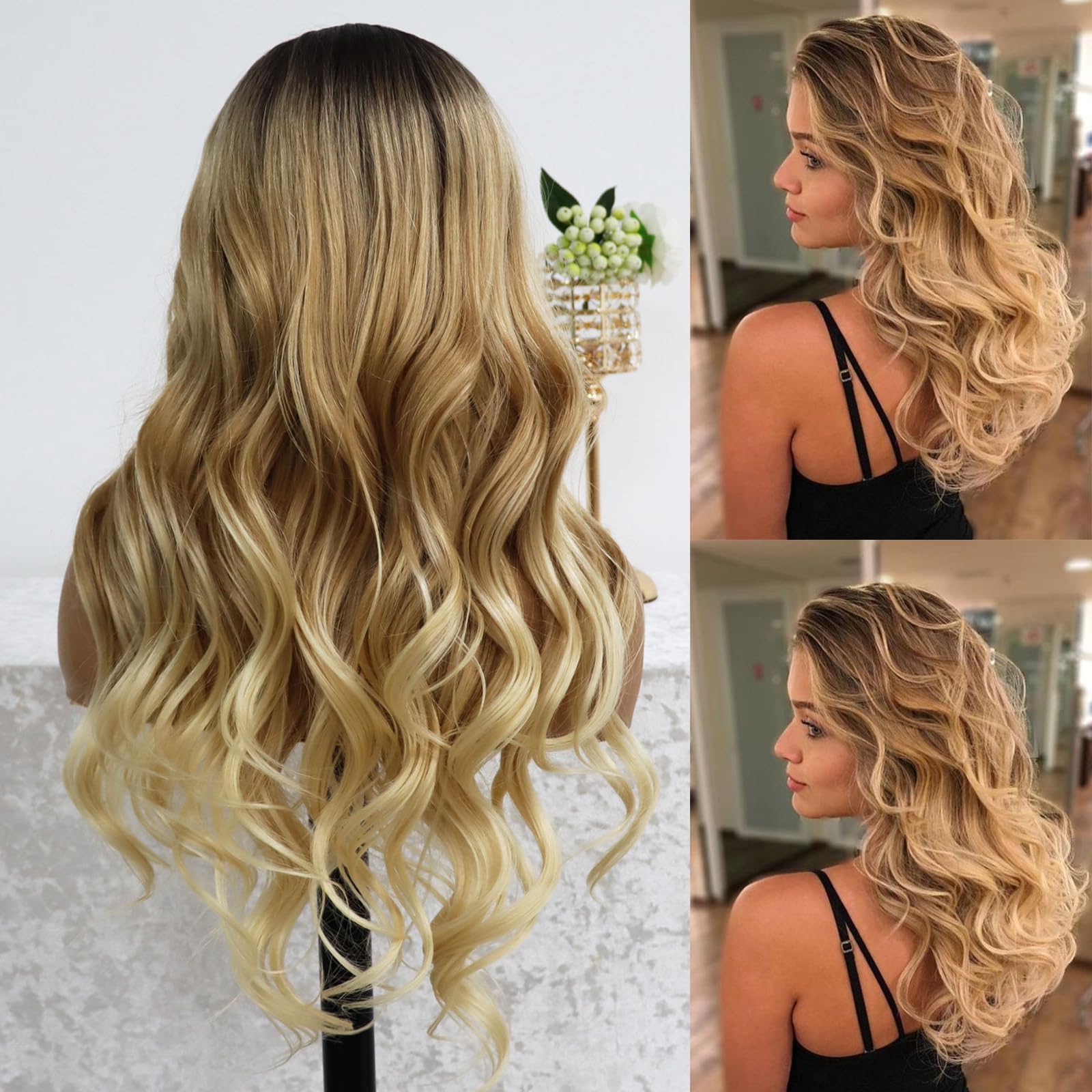 Amazon.com : MACA BAKA Ombre Blonde Lace Front Wig Glueless 