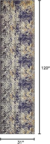 Miniatura 2 de Unique Loom Vita Collection - Alfombra tradicional saturada de medallones florales saturados sobre teñidos, 2 pies 7 pulgadas x 10 pies, azul