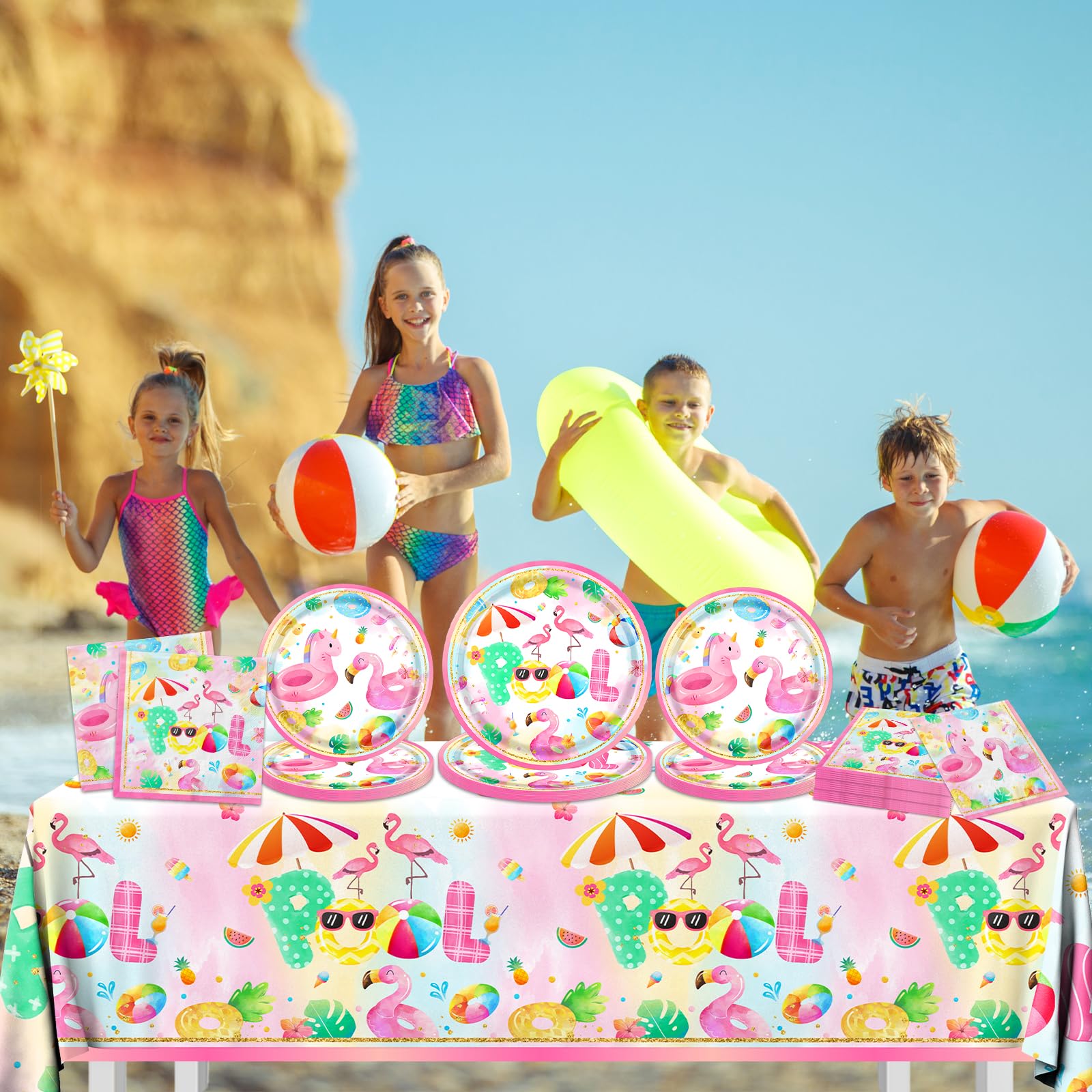 Splish Splash Table Cloth PHOGARY 3 Pieces Summer Beach Tablecloths Pool Surfboard Party Table Covers Plastic Tablecloth Ocean Waves Tablecover For Summer Birthday Party Beach Party Supplies Roll Up Beach Table