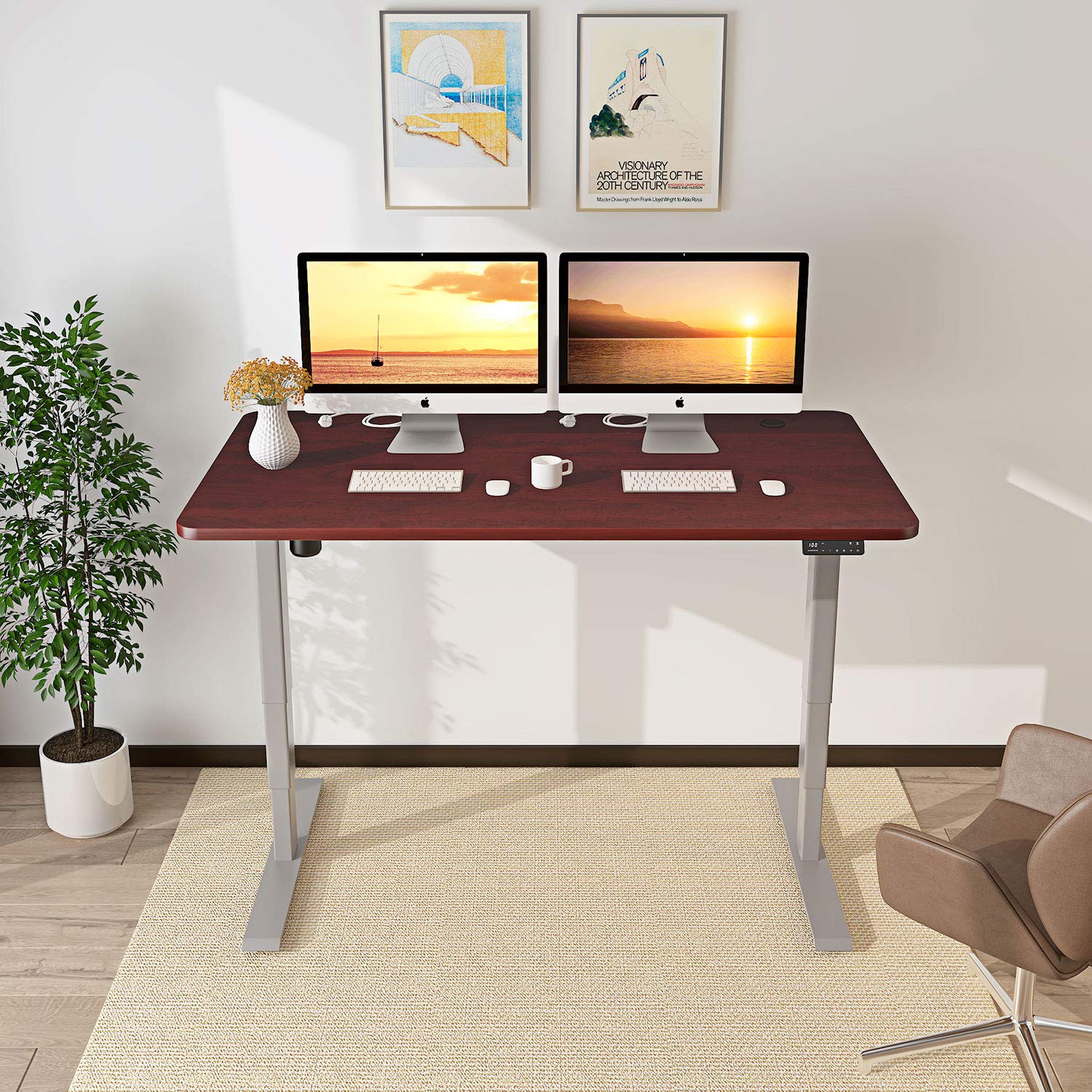 Buy MAIDeSITe Electric Height Adjustable Standing Desk, 3 Stage Legs