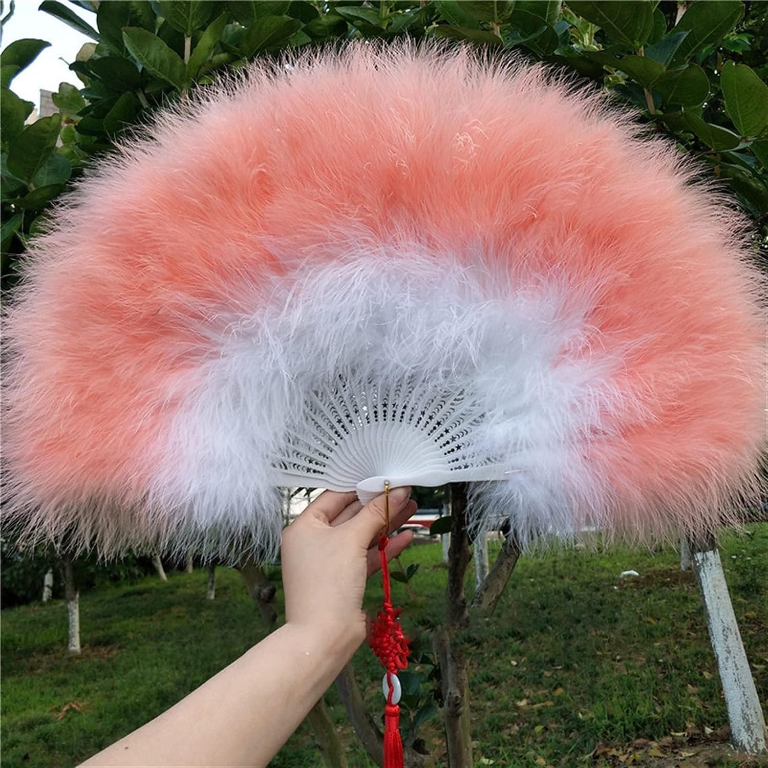 ROHCGHC folding fan, Handheld Feather Fan,Vintage Folding, Dance Hand Art Gift Wedding Party Decoration(Sku19)