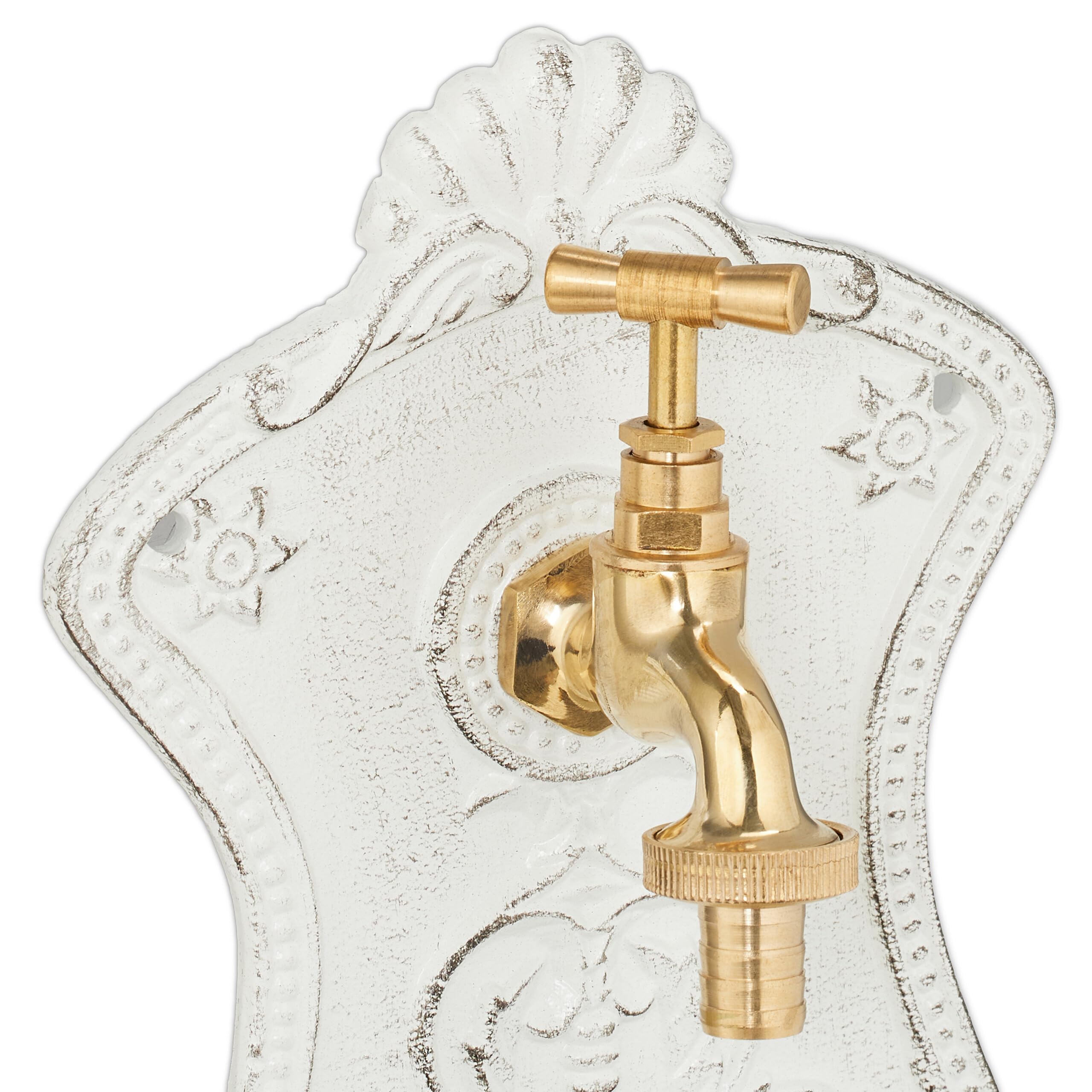 Relaxdays Fontaine extérieure de Jardin, Robinet, Design nostalgique, H x L x P : 42 x 24,5 x 11,5 cm, Blanche
