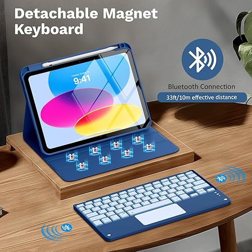 Miniatura 4 de MoKo Funda con teclado táctil para iPad (A16) 11 generación de 11 pulgadas 2025, iPad de 10.9 pulgadas de 10.9 pulgadas, funda con soporte para