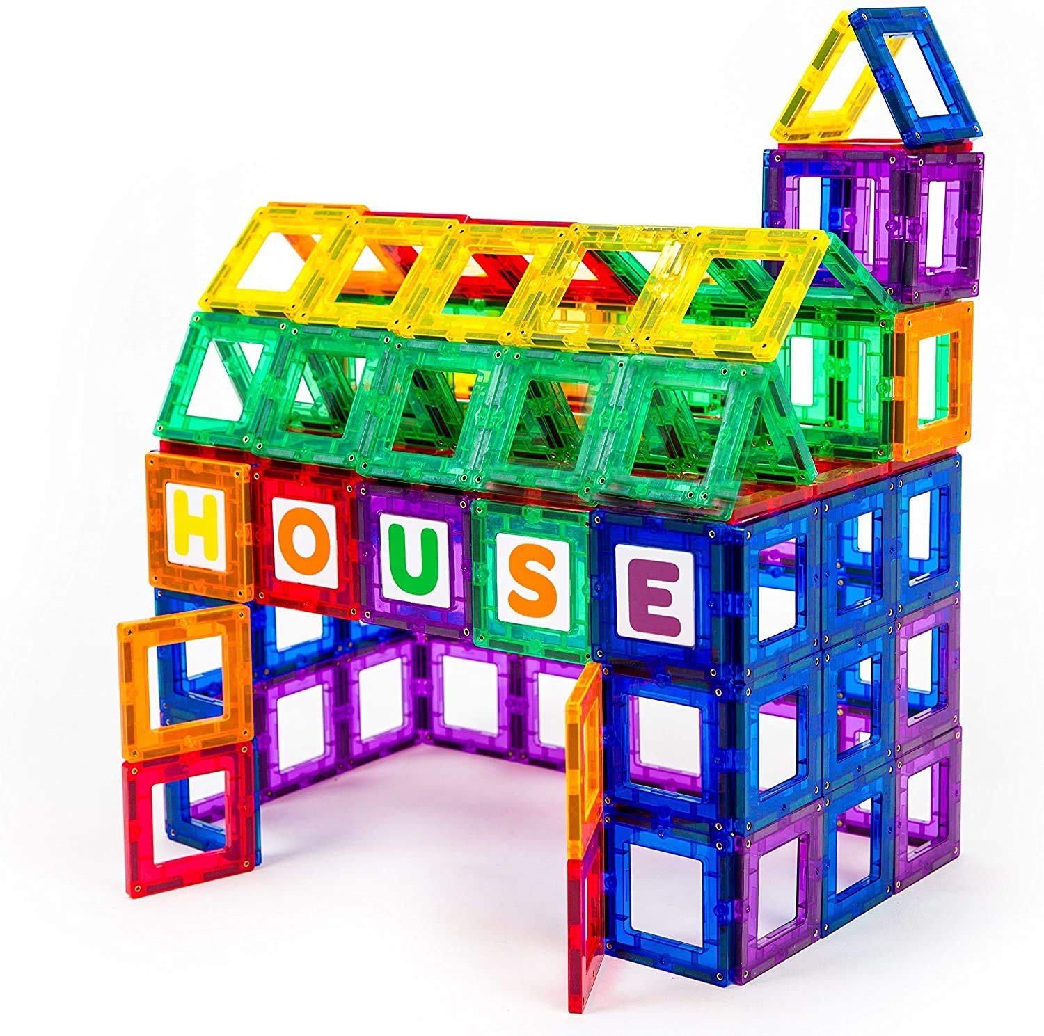 Playmags Płytka magnetyczna Building Set: EXCLUSIVE edukacyjne Clickins - 80-Pc. Zestaw: 40 Super Strong jasny kolor Magnet Płytki Okna i 40 liter i cyfr - pobudzania kreatywności i rozwoju mózgu