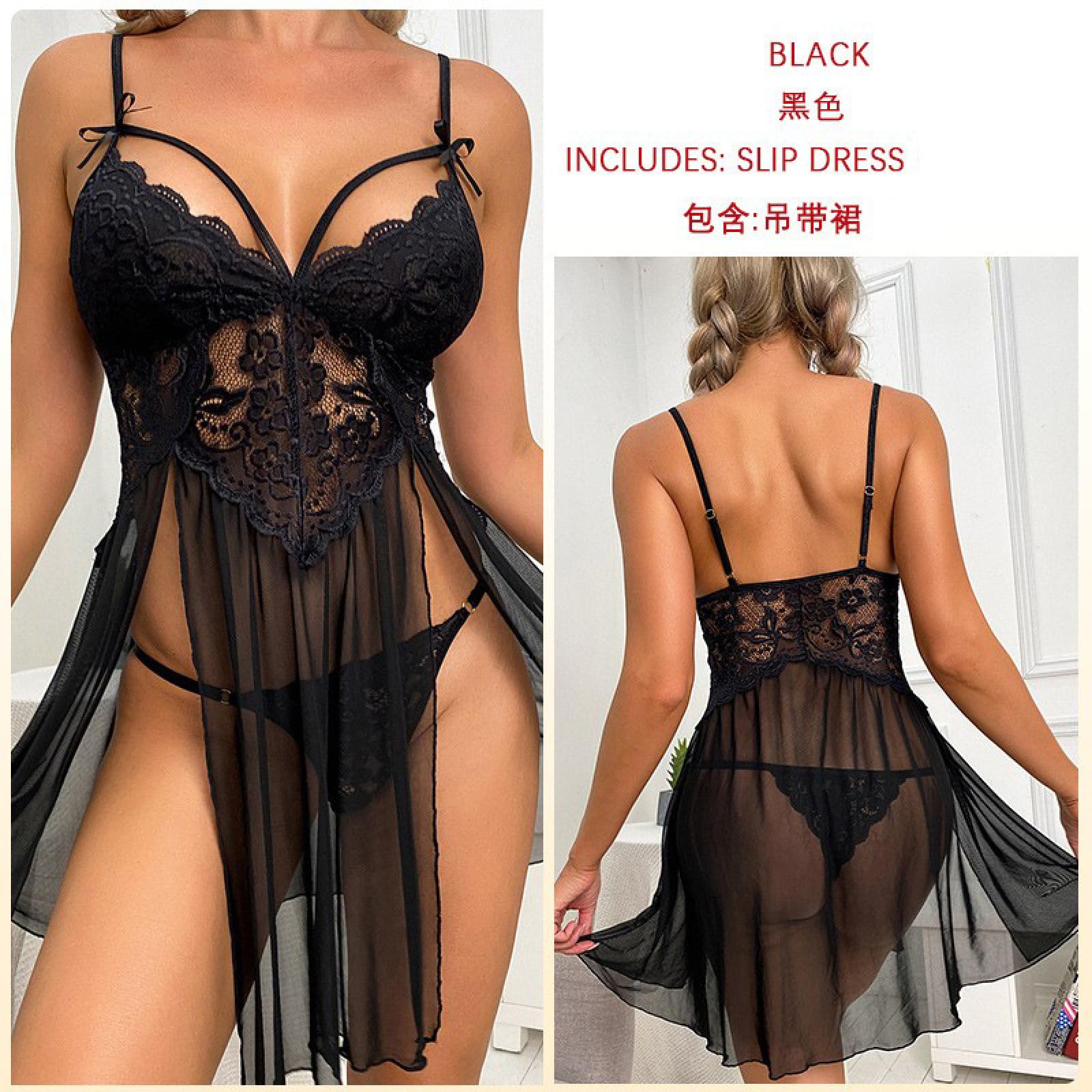 Fish netSexy Mesh durchsichtige Pyjamas bestickte Hosenträger erotische Dessous Nachtwäsche Loungewear