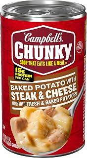 Campbell's Chunky Baked Potato with Steak & Cheese Soup - Hearty 18.8 oz Can, 15g Protein, Ready-to-Eat Meal