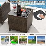 ORALNER 5 Pieces Patio Furniture Set with Ottoman, Wicker Conversation Set w/Cushions, Glass Coffee Table, Outdoor Lounger Rattan Chairs Bistro Set for Porch Balcony Garden Deck Poolside (Turquoise)