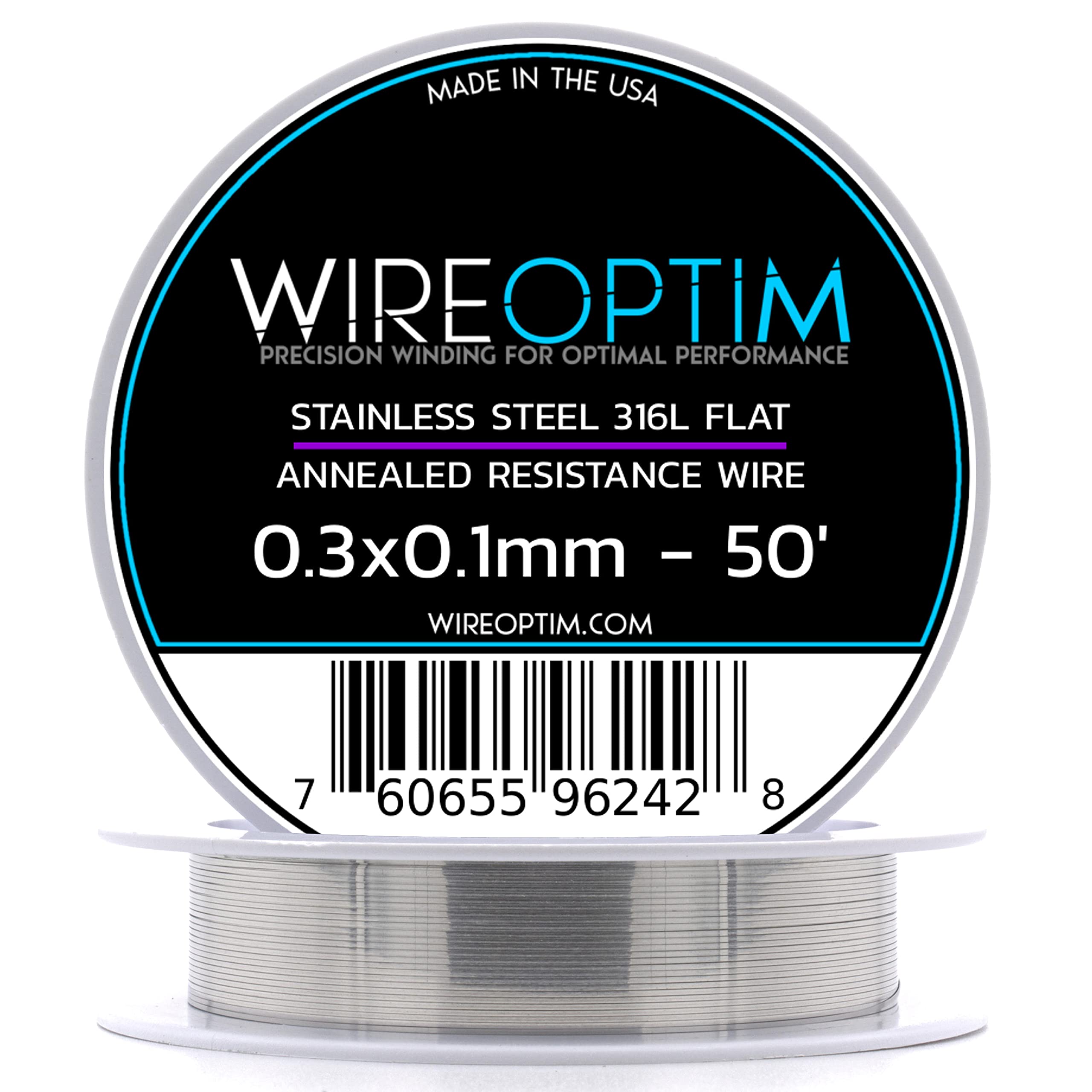WIREOPTIM - 0.3mm x 0.1mm - Stainless Steel 316L Resistance Wire – 50 Feet
