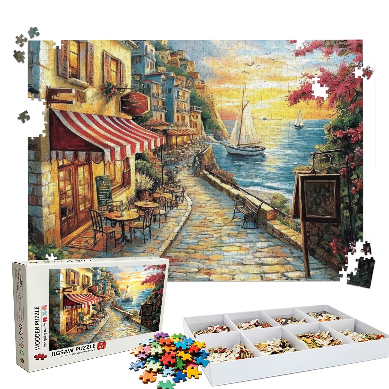 Puzzle 4000 Pezzi architettura barca a vela, Puzzle 4000 Pièces Challenge Impossible, Puzzles 141.5x87.5 cm Taglia Grande Adulti, Giochi Educativo per Famiglie, Decorazioni Casa Regalo W3H-990