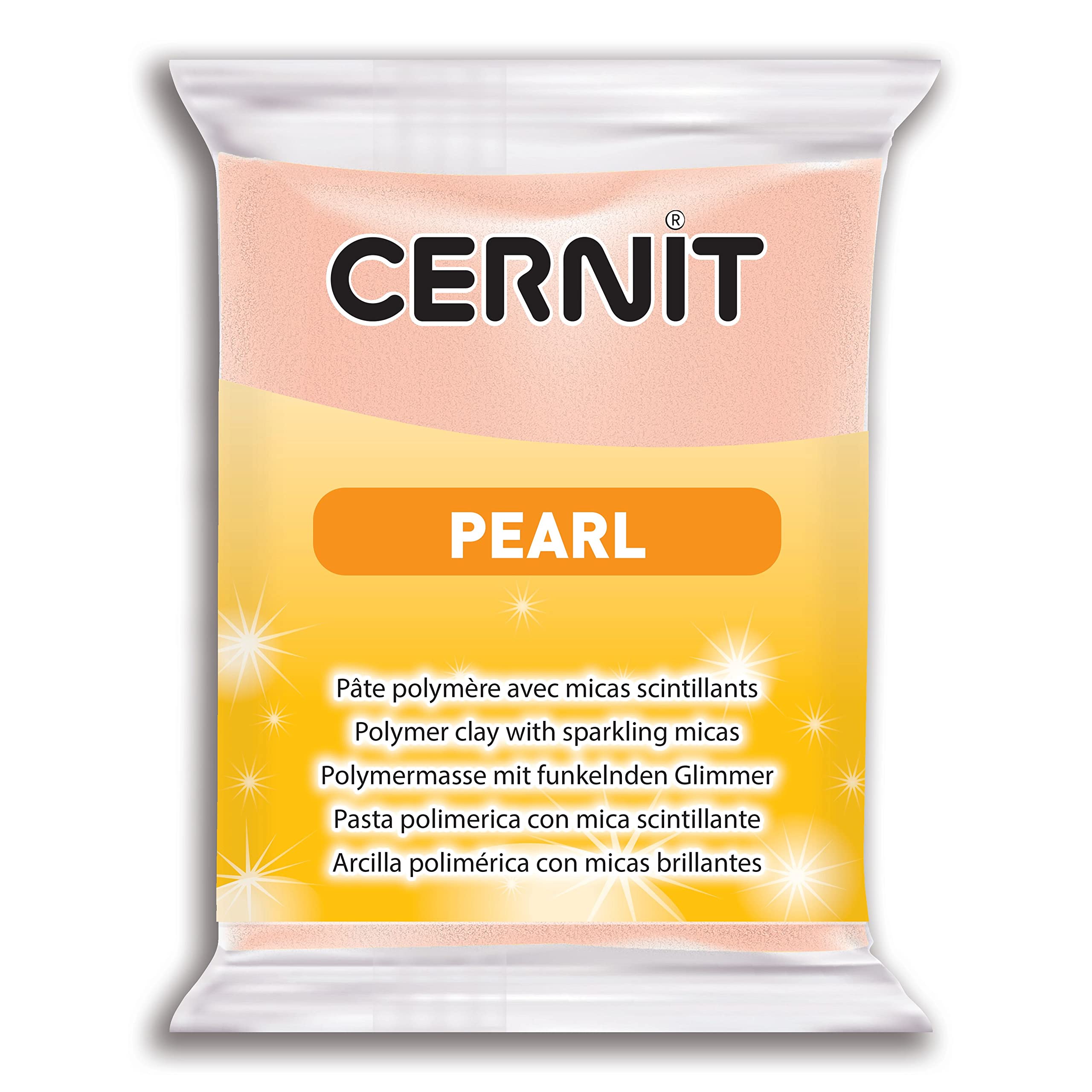 Cernit Polymer Clay - Pearl Series - 56 Grams Block - Made in Belgium (Pink)