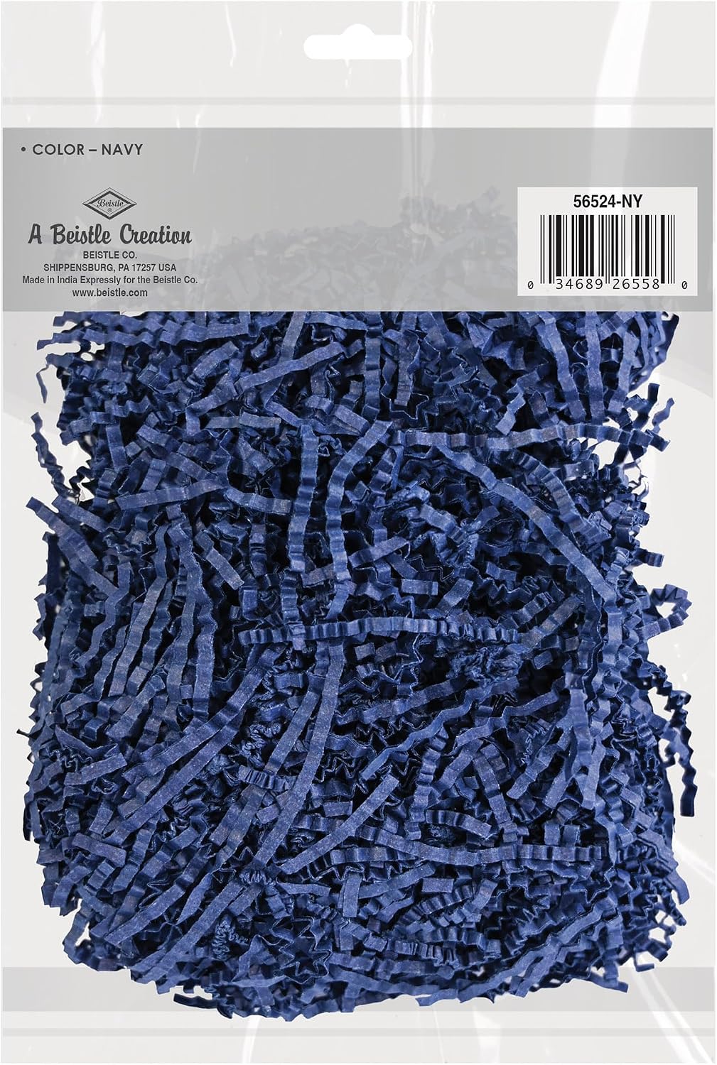 Beistle Navy Blue Paper Shreds – 6 Pack, Crinkle Cut Shredded Paper Filler for Gift Baskets, Boxes, Packaging, Shipping & Crafts, Decorative Basket Stuffing, Cushioning & Packing Material, 12 Ounces