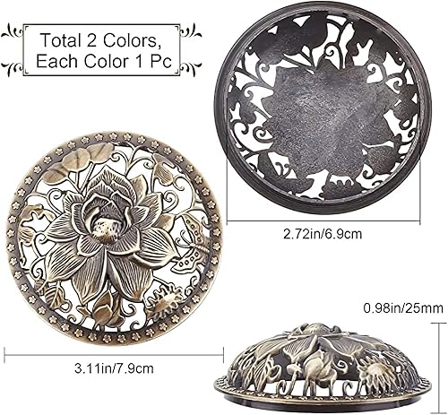 Miniatura 2 de GORGECRAFT 2 piezas de cubierta de vela de loto perfumado cubierta de velas de bronce con tapa de flores de bronce, velas de aleación de bronce