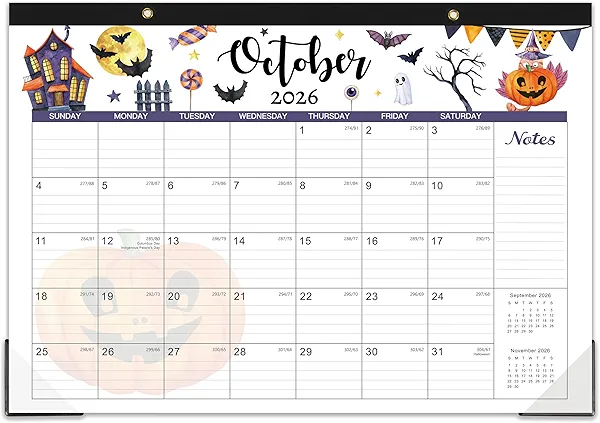 2026 Desk Calendar, 12 Months Desk Calendar 2026, January 2026 - December 2026, 17" x 12", with Large Ruled Blocks for Planning