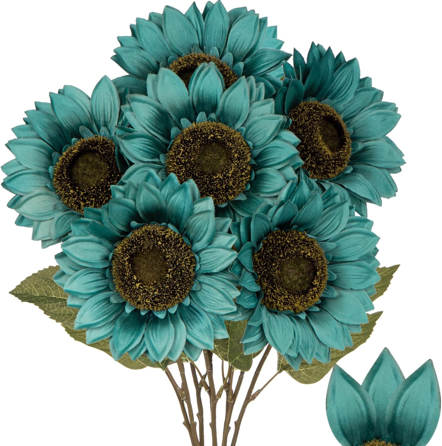 Hollyone Large Silk Sunflowers Artificial Flowers 26" Long Stem Artificial Sunflower 6PCS Faux Vintage Fall Sunflowers Bouquet Bulk for Home Wedding Birthday Party Centerpieces Decorations