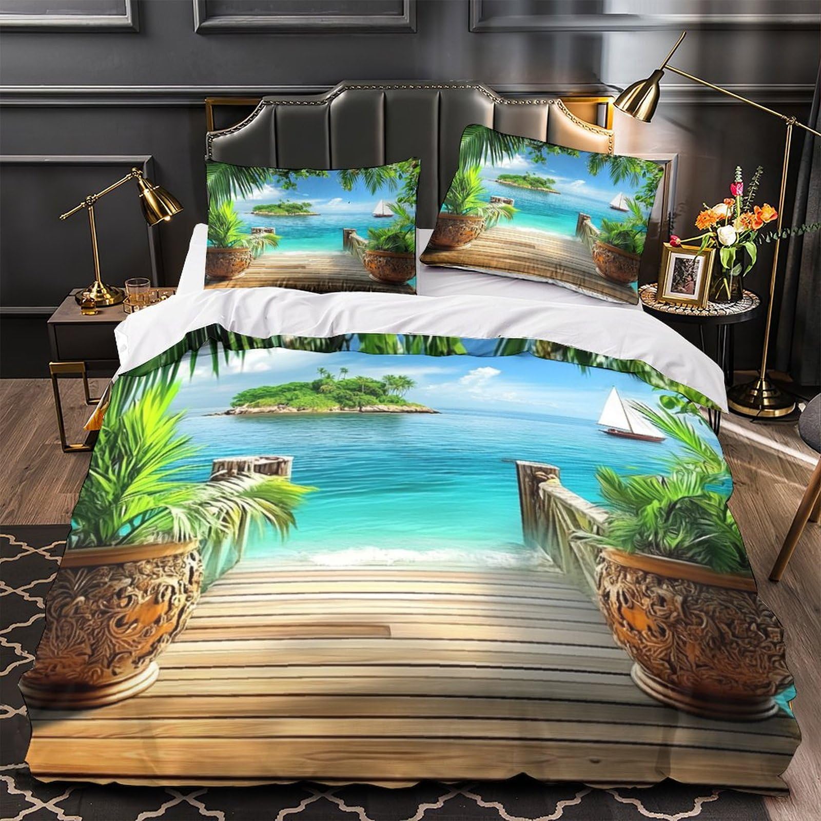 Housse de couette sunset paradise pour créer une ambiance de vacances en chambre