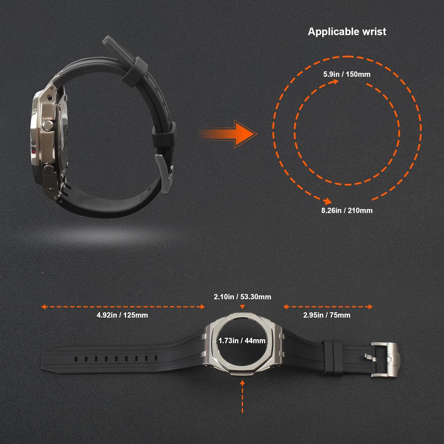 Stainless Steel Case & Strap Kit for GA-2100 GA-B2100 GA-2110 | CasiOAK Style Upgrade | 316L Metal Bezel & Fluoroelastomer Band | Enhanced Protection & Style