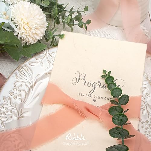 Miniatura 14 de Ribbli Cinta de gasa blanca de 1-1/2 pulgadas x 20 yardas hecha a mano con flecos, cinta blanca para invitaciones de boda, envoltura de ramos