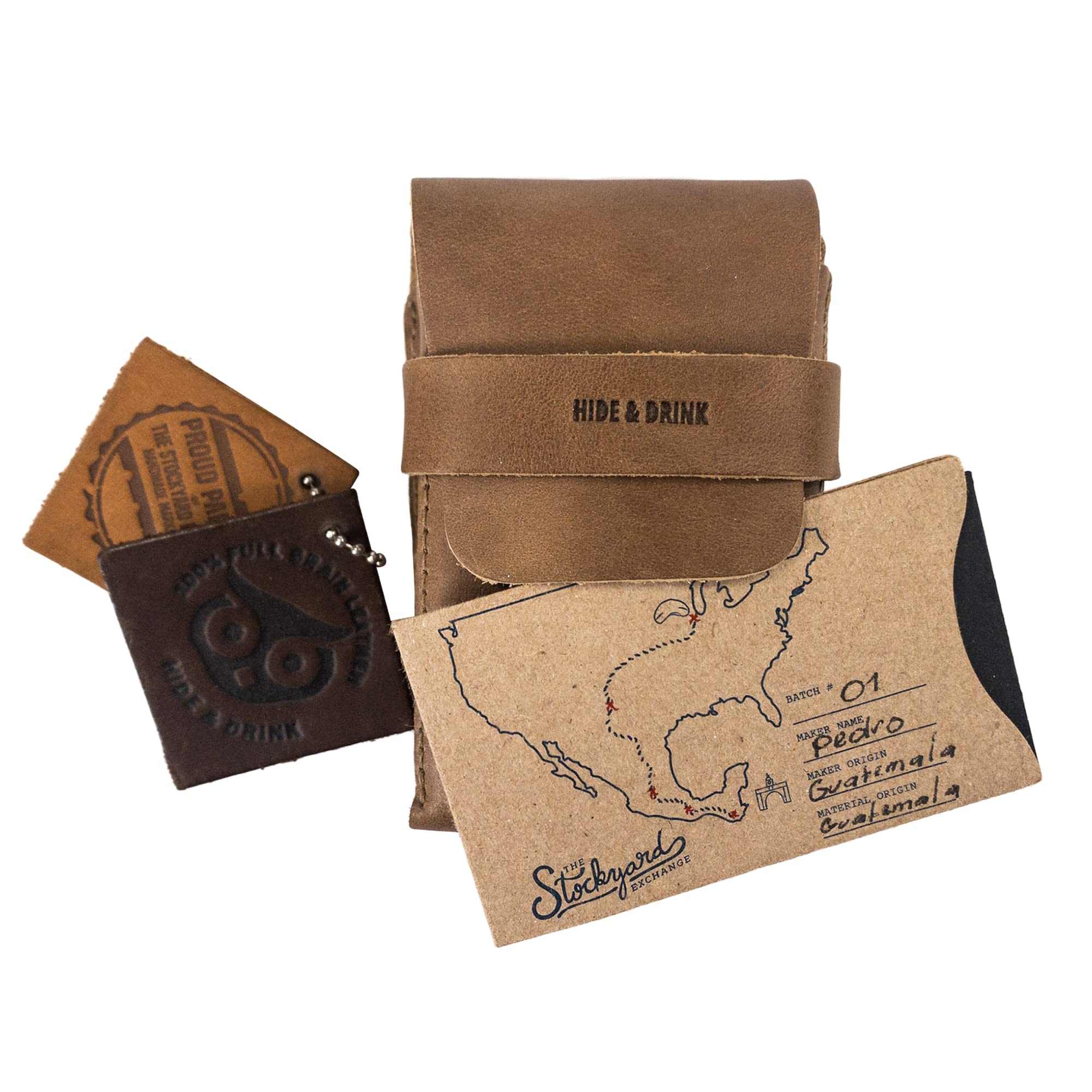 Hide & Drink, Custodia classica per carte da gioco (non incluse), custodia sicura, porta carte da gioco, accessorio da viaggio, in pelle pieno fiore, fatta a mano, mogano single malt