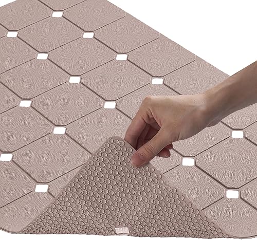 Tapete de baño antideslizante de silicona suave e inodoro, sin ventosas, para baño reacabado, texturizado y reglazado, antideslizante, 18 x 28